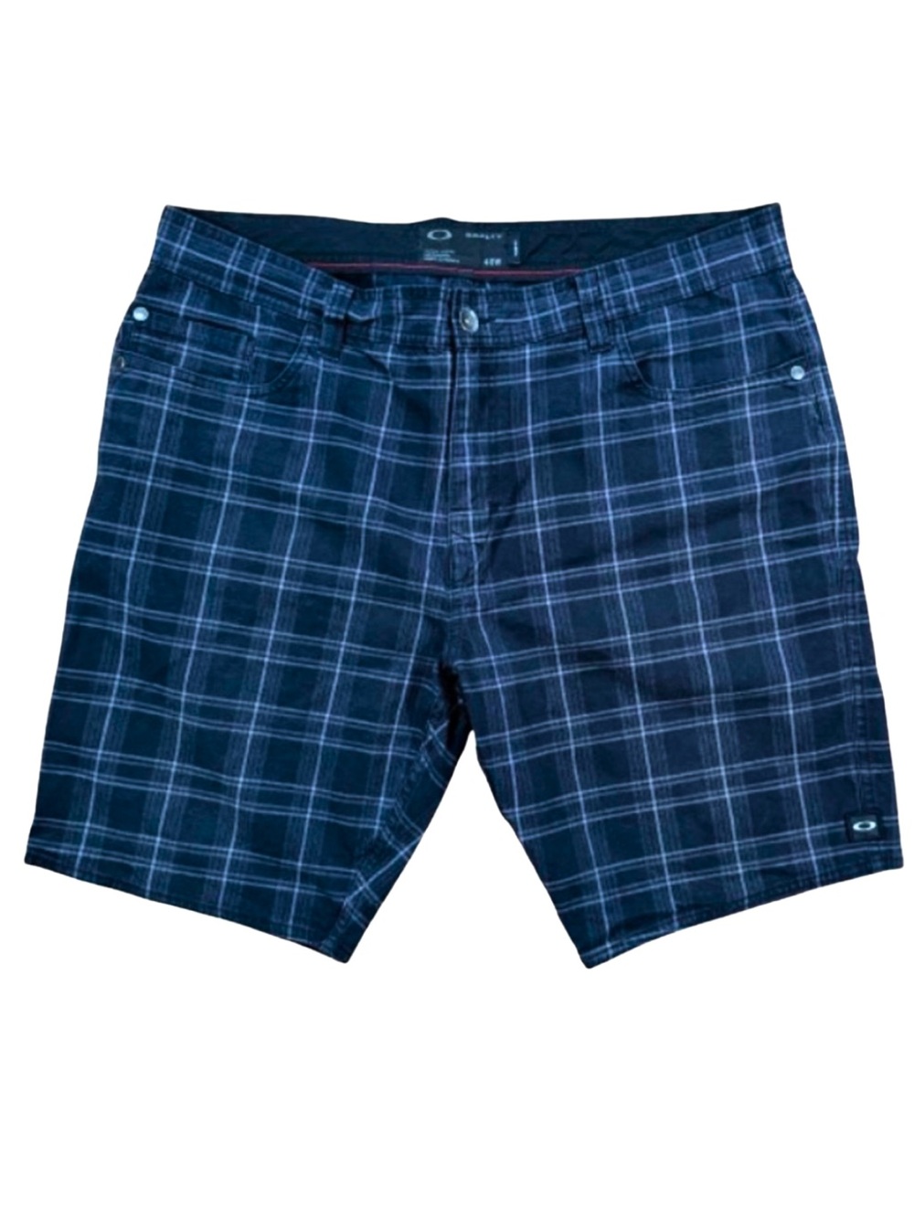 Oakley Men’s 40 Slim Fit Plaid Stretch Shorts Navy Blue